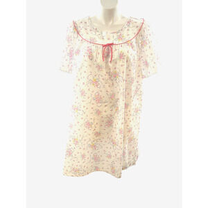 Vintage 70s Lingerie by Dixie Belle White Floral Night Gown with Pockets NWT